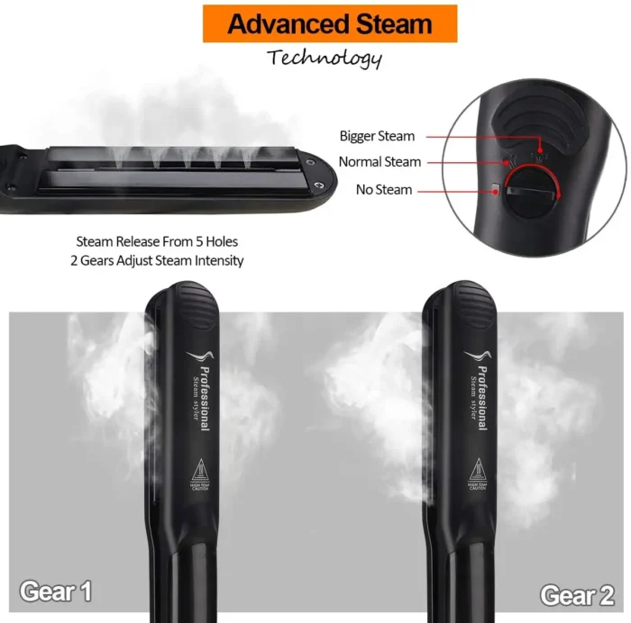2 in 1 Steam Hair Straightener Professional Hair Iron Adjustable Temperature Fast Heating Hair Straightening Hair Curling Iron - Image 5