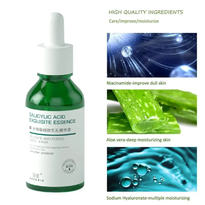 Salicylic Acid Pore Shrinking Essence Anti-acne Exfoliating Blackhead Remover Face Spot Removal Essence Beauty Health Skin Care - Image 5