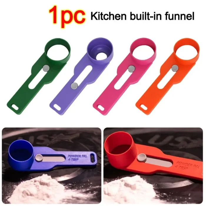 Portable Plastic Kitchen Built-In Funnel No Spill with Long Handle Coffee Spoon Funnel Protein Powder Scoop Kitchen Gadgets