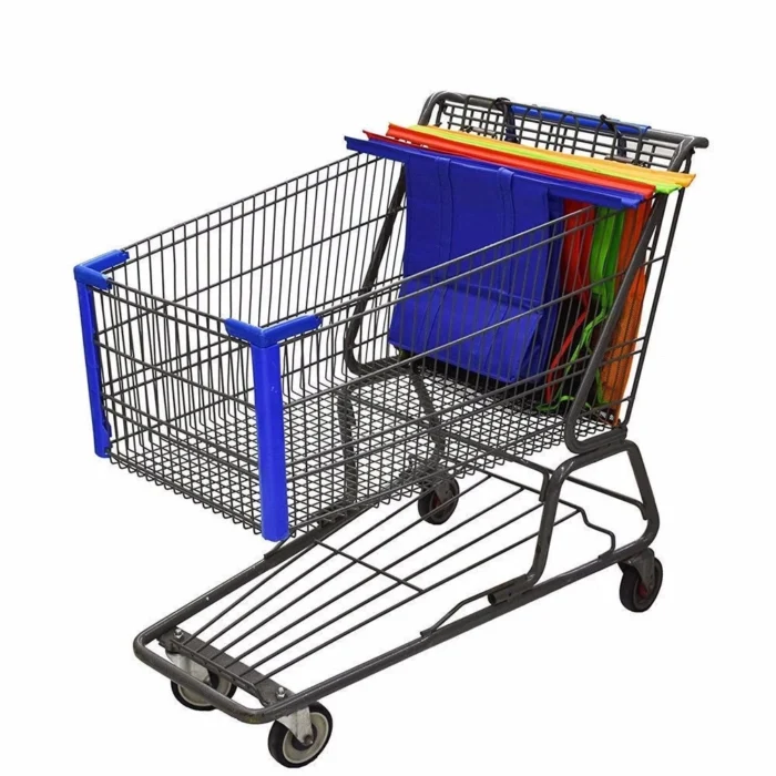 4Pcs/set Foldable Cart Trolley Supermarket Shopping Storage Bags Reusable Eco-Friendly Grocery Shop Handbag Nonwovens Tote Bag - Image 4