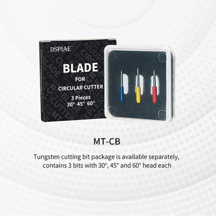 DSPIAE MT-CB Precision Tungsten Steel Blades for PT-C/MT-C/MT-EC Circular Cutter Accessories 3PCS 30/45/60 Degrees Spare Blades