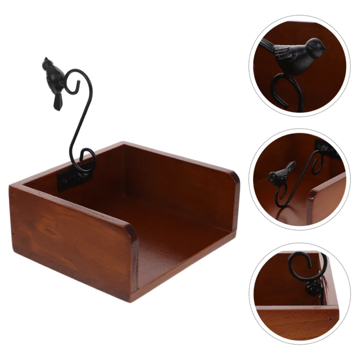 Solid Wood Retro Napkin Holder Kitchen Dining Bar Tissue Dispenser Paper ganizer Place Card Holder Tabletop Marker - Image 2
