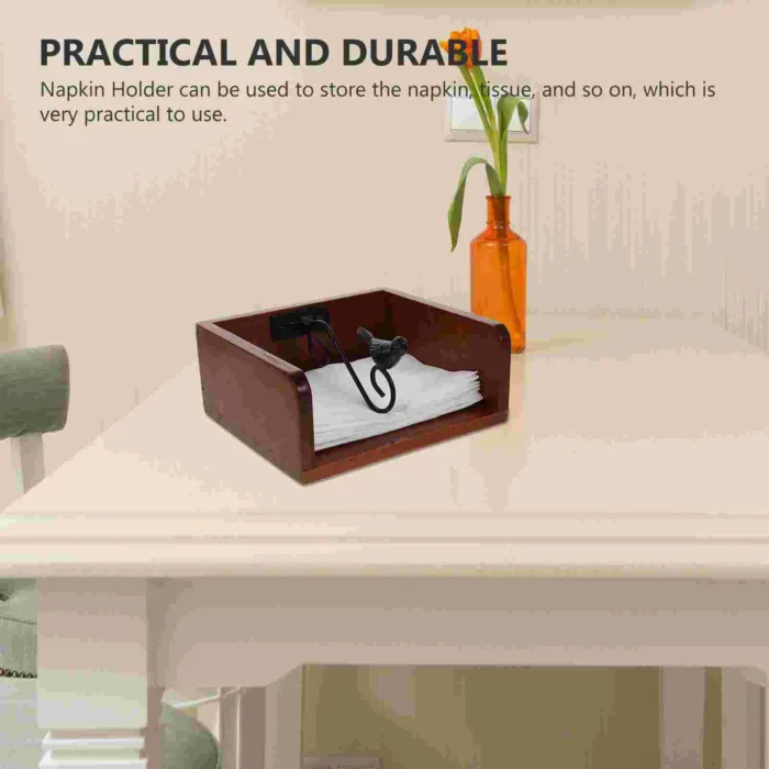 Solid Wood Retro Napkin Holder Kitchen Dining Bar Tissue Dispenser Paper ganizer Place Card Holder Tabletop Marker - Image 6
