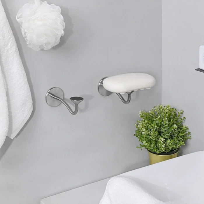 1Pcs Bathroom Soap Holder Nail Free-Punching Wall Mounted Stainless Steel Magnetic Soap Holder Soap Dish Kitchen Bathroom Rust