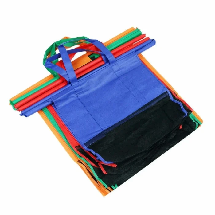4Pcs/set Foldable Cart Trolley Supermarket Shopping Storage Bags Reusable Eco-Friendly Grocery Shop Handbag Nonwovens Tote Bag - Image 5