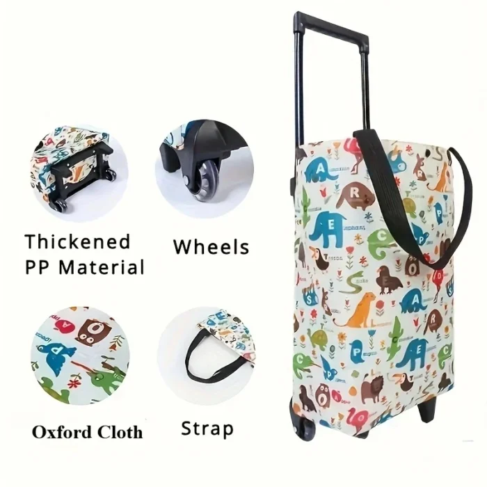 Foldable Oxford cloth shopping cart, large-capacity handheld premium bag – for outdoor, commercial, grocery & delivery.