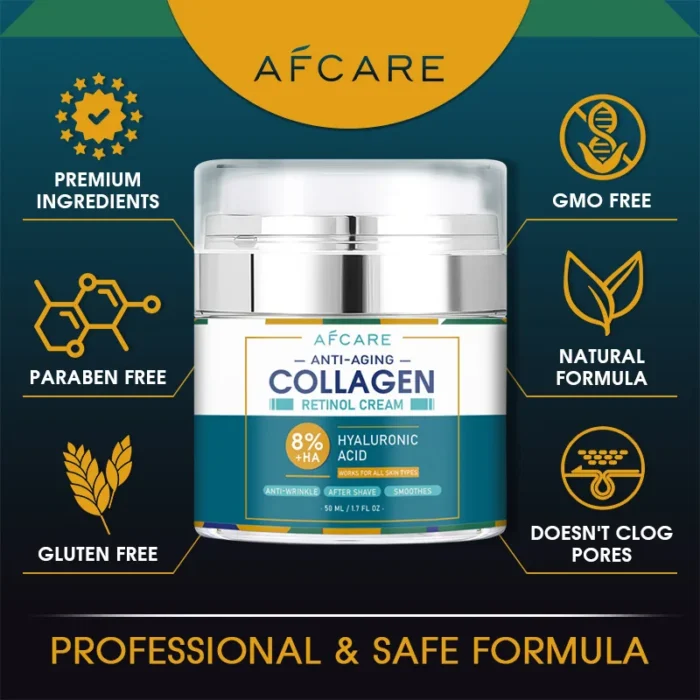 50ML Retinol Collagen Moisturizer Cream Anti Aging Face Cream Wrinkle Remover Hyaluronic Acid Creams Brighten Smoothing SkinCare - Image 2
