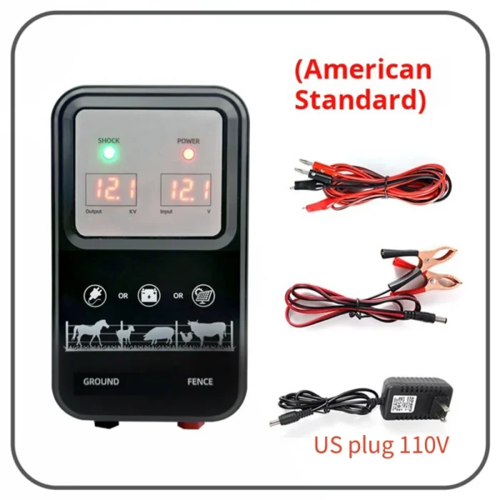 10KM Electric Fence Energiser for Cattle Sheep Horse Animals Farm Livestock Pulse Transformer Device Electric Shepherd Kit 12V