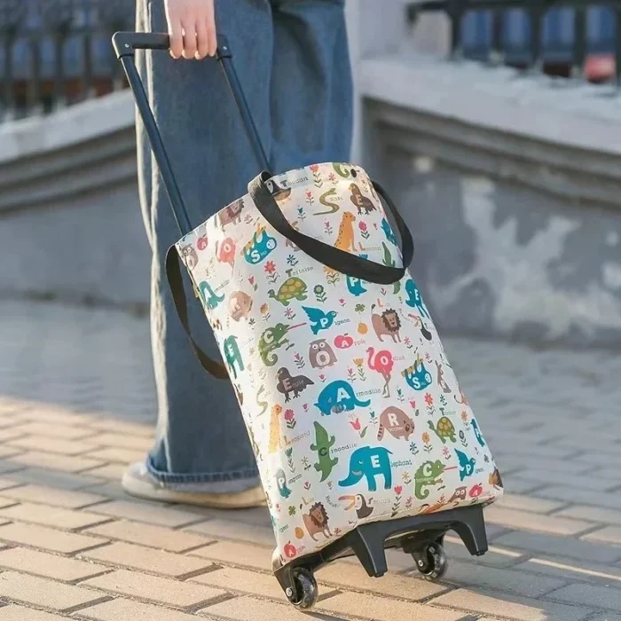 Foldable Oxford cloth shopping cart, large-capacity handheld premium bag – for outdoor, commercial, grocery & delivery. - Image 2